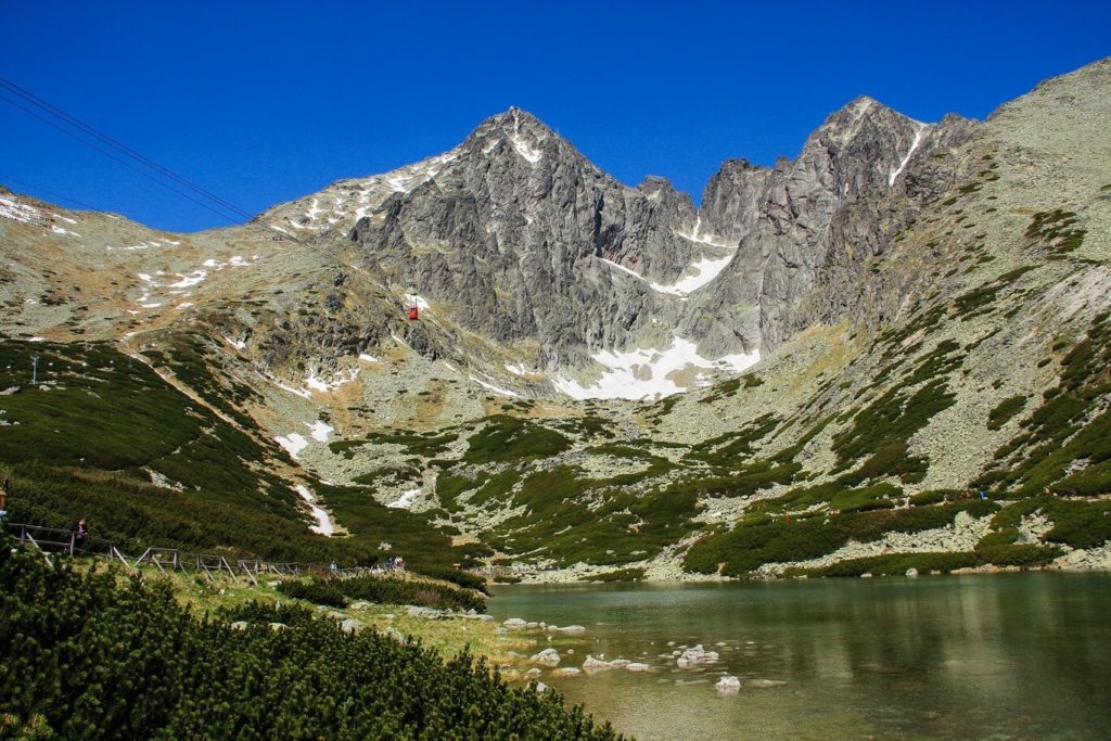 skalnate pleso lake and peak lomnicky peak above