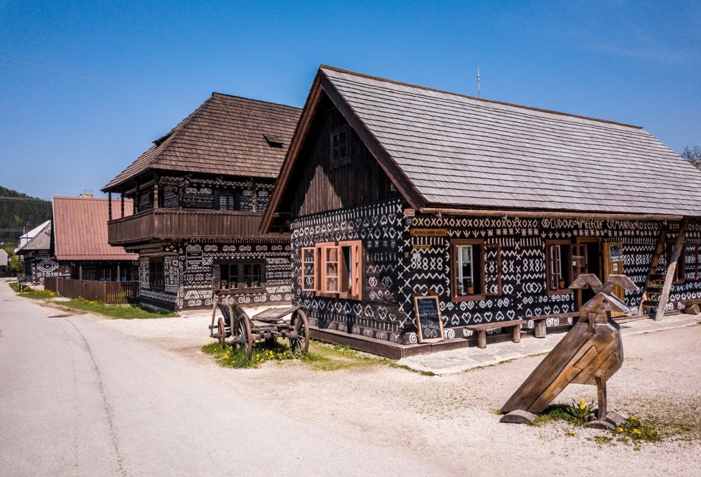 painted houses with ornaments listed in UNESCO in cicmany village slovakia